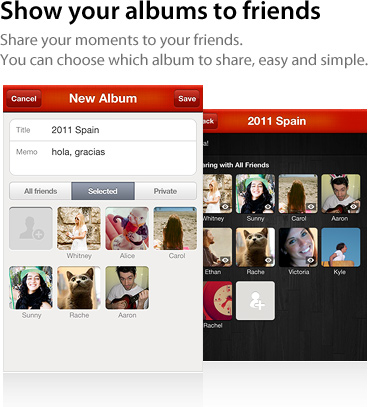 Show your albums to friends
